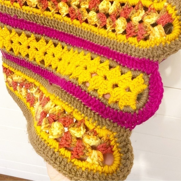 No Brand | Handmade Knit-Crochet Eyelet Cottage Core Grandma Blanket - Picture 3 of 10